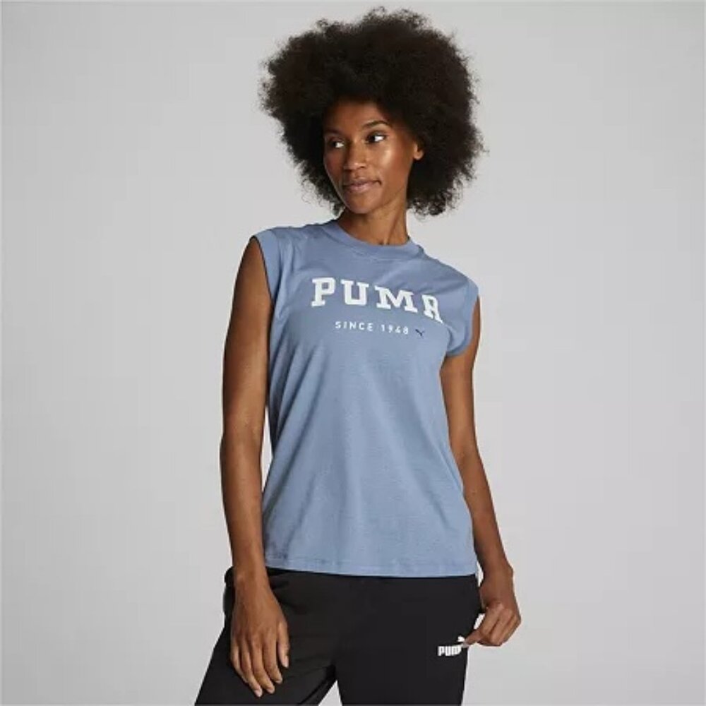 PUMA Womens Crew Neck Sleeveless Tank Top, Blue